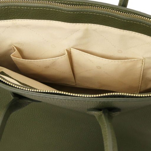 TL Bag - Leather handbag with golden hardware